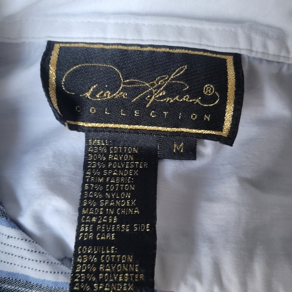 Diane Gilman Collection Blue and White Striped Button Up Shirt M - Picture 7 of 7